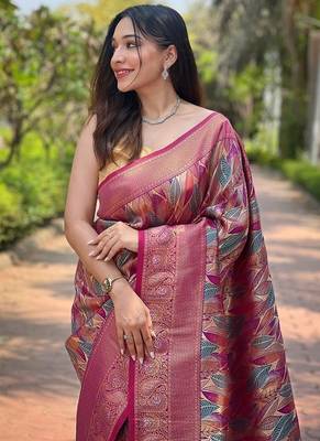 Mulberry Purple  Kanchipuram silk blend Saree  2