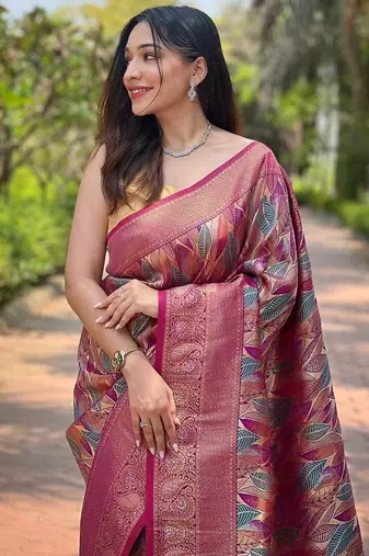 Mulberry Purple  Kanchipuram silk blend Saree 