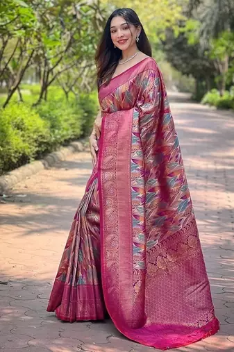 Mulberry Purple  Kanchipuram silk blend Saree 