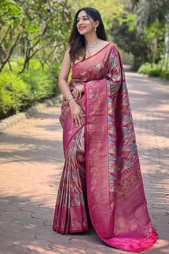 Mulberry Purple  Kanchipuram silk blend Saree 