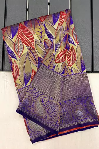 Navy Blue  Kanchipuram silk blend Saree 