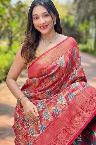 Rani Pink  Kanchipuram silk blend Saree 