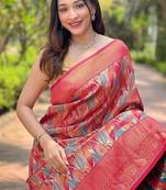 Rani Pink  Kanchipuram silk blend Saree 