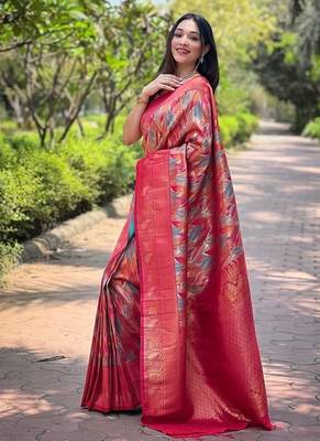 Rani Pink  Kanchipuram silk blend Saree  2