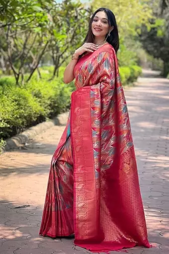 Rani Pink  Kanchipuram silk blend Saree 