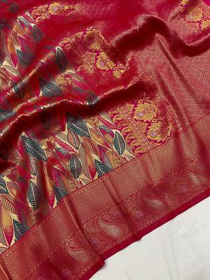 Rani Pink  Kanchipuram silk blend Saree  4