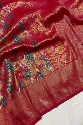 Rani Pink  Kanchipuram silk blend Saree 