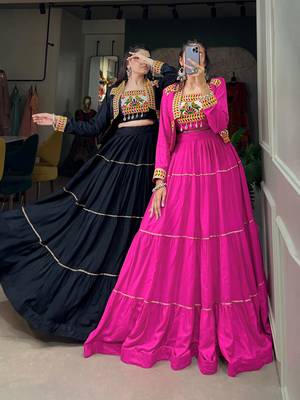 Hot Pink Rayon Lehenga Choli with Gota Patti Touch-Up and Embroidered Koti 4
