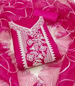 Women's pink unstitched heavy thread embroidered organza dress material