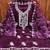 Women's purple unstitched heavy thread embroidered organza dress material 