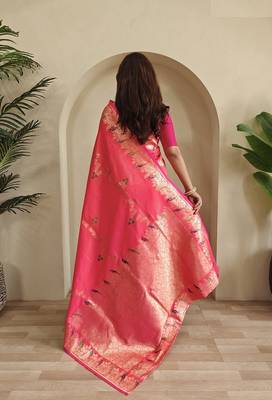 Pink Banarasi Mashru Satin silk blend Sarees  4