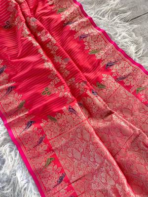 Pink Banarasi Mashru Satin silk blend Sarees  5
