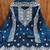 Women's teal blue unstitched heavy thread embroidered chanderi cotton dress material 