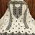 Women's cream unstitched heavy thread embroidered chanderi cotton dress material 