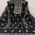 Women's black unstitched heavy thread embroidered organza dress material 