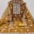 Women's mustard unstitched heavy thread embroidered organza dress material 
