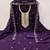 Women's purple unstitched heavy thread embroidered georgette dress material 