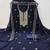 Women's blue unstitched heavy thread embroidered georgette dress material 