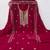 Women's pink unstitched heavy thread embroidered georgette dress material 