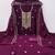 Women's purple unstitched heavy thread embroidered georgette dress material 