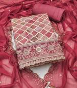 Women's multi print thread sequence embroidery jam cotton dress material