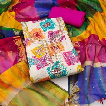 Women's multi print & handwork modal cotton dress material 1