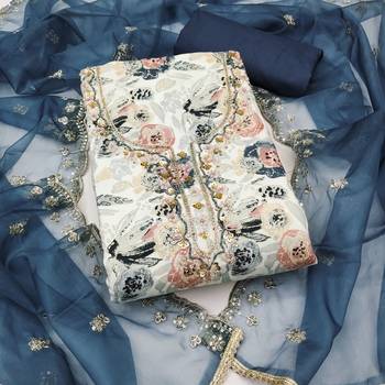 Women's multi print & handwork jam cotton dress material 1