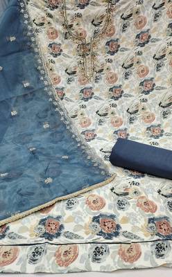 Women's multi print & handwork jam cotton dress material 2