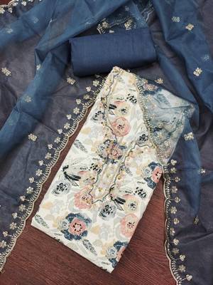 Women's multi print & handwork jam cotton dress material 3