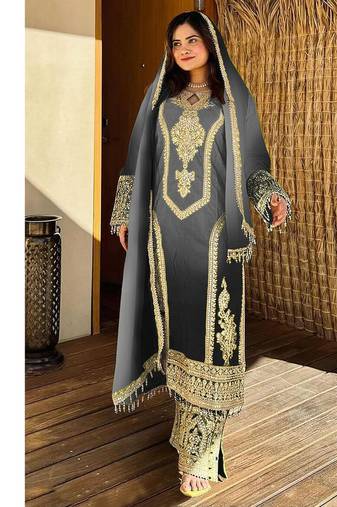 new ombre pattern chinon grey straight suit women