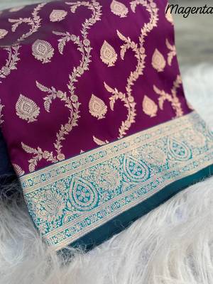 Purple Heavy Satin Banarasi silk blend Saree 5