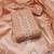 Women's peach unstitched heavy handwork simmer cotton dress material 
