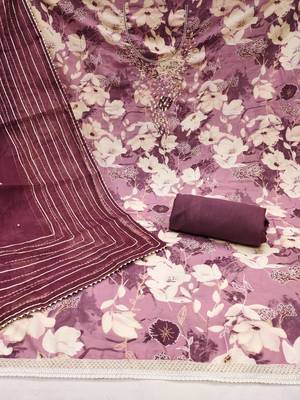 Women's multi unstitched print handwork embroidery pure cotton silk dress material  2