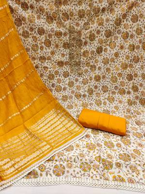 Women's multi print handwork embroidery roman cotton silk dress material 2