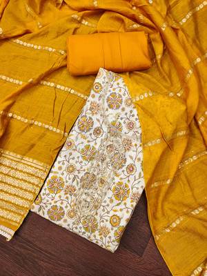 Women's multi print handwork embroidery roman cotton silk dress material 3
