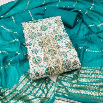Women's multi print handwork embroidery roman cotton silk dress material 1