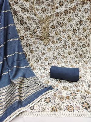 Women's multi print handwork embroidery roman cotton silk dress material 2
