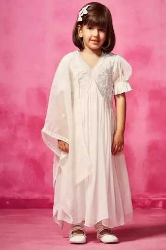 White plain organza kurta set