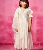 White plain organza kurta set