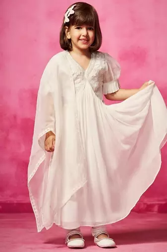White plain organza kurta set