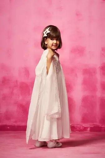 White plain organza kurta set