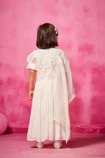 White plain organza kurta set
