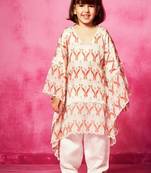 Pink printed satin kurta set