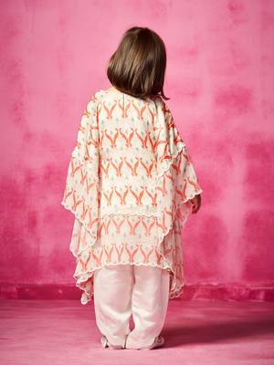 Pink printed satin kurta set 3