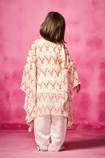 Pink printed satin kurta set