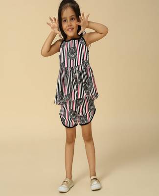 Black printed viscose crepe co ord set 1