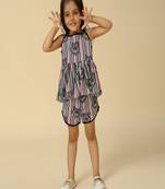 Black printed viscose crepe co ord set