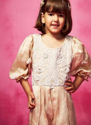 Pink embroidered satin jumpsuit 2