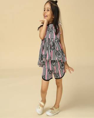 Black printed viscose crepe co ord set 4