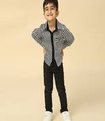 Black stripes printed satin shirt